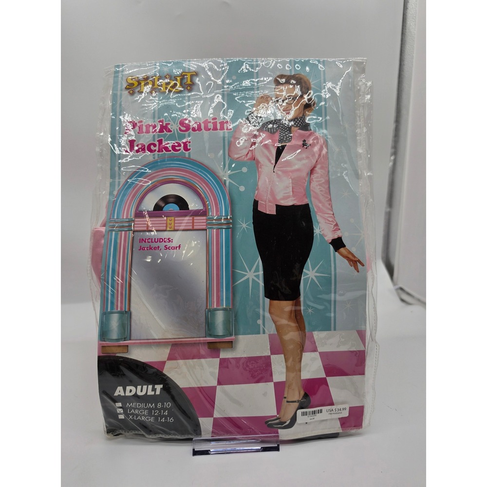 Spirit Halloween Pink Satin 1950s style poodle Jacket Costume Adult Large
